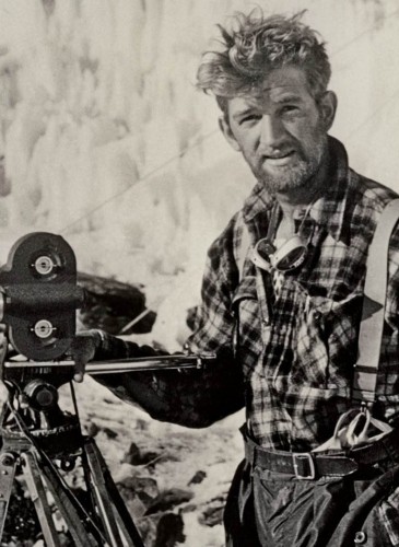 George Lowe filming during first Everest expedition